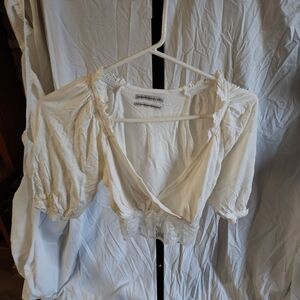 Urban Outfitters White Lace Trim Crop Top